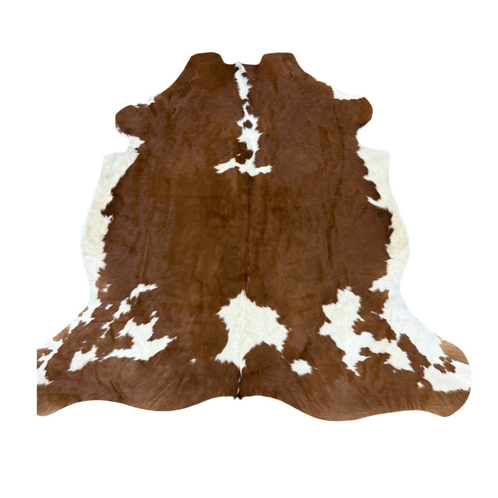 Hudson River New Genuine Cowhide Rug Brown White Natural Skin Leather Area Rug